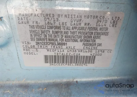 2014 Nissan Versa Note Sv из США, поврежденный, VIN 3N1CE2CP8EL380091